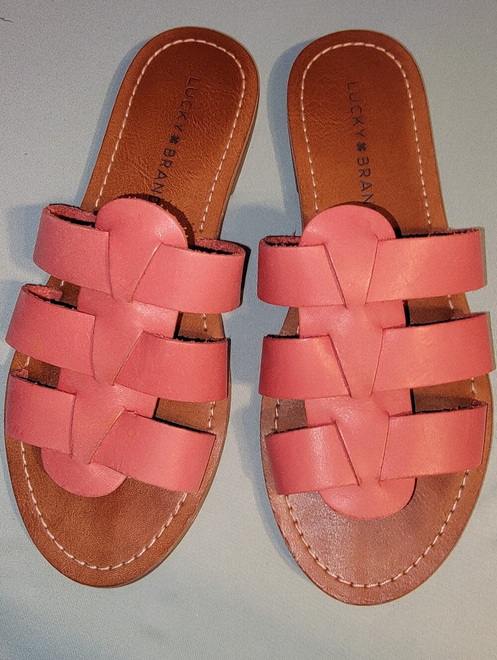 Lucky Brand Coral Leather Slide Sandals for Women Size 6.5